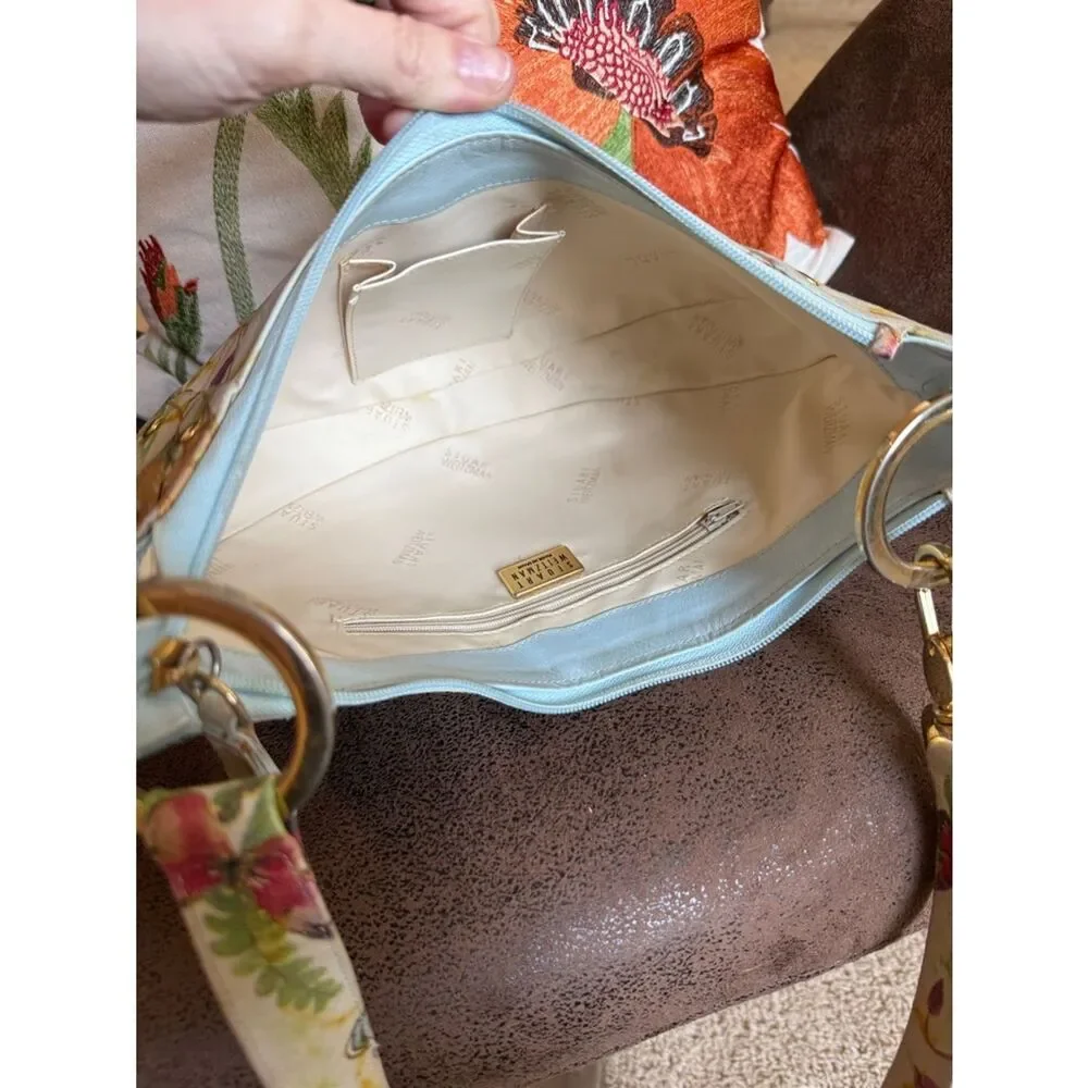 STUART WEITZMAN BAG BUTTERFLY Y2K VINTAGE CRESCENT LEATHER SPAIN FLOWER BOTANY